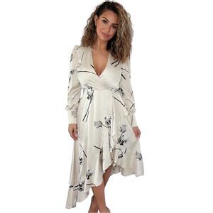 AX Paris Womens/Ladies Floral Polyester Wrap Wrap Dress / Stone